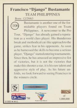 1993 Pro Billiards Tour #106 Francisco Bustamante Back